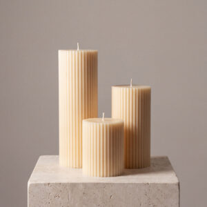 Ribbed Pillar Candle Trio